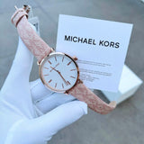 Buy Shop Michael Kors Pyper Quartz Silver Dial Pink Leather Strap Watch for Women - MK2947 USA Online