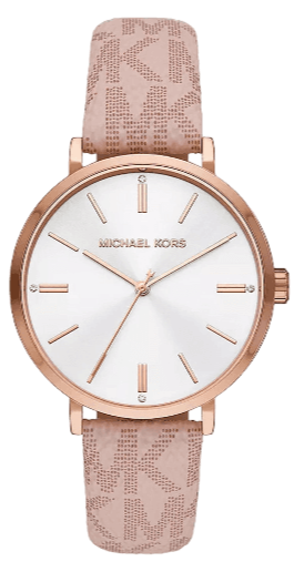 Buy Shop Michael Kors Pyper Quartz Silver Dial Pink Leather Strap Watch for Women - MK2947 USA Online