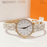 Buy Shop Michael Kors Pyper Quartz Silver Dial White Leather Strap Watch For Women - MK1037 USA Online