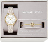 Buy Shop Michael Kors Pyper Quartz Silver Dial White Leather Strap Watch For Women - MK1037 USA Online