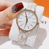 Buy Shop Michael Kors Pyper Quartz Silver Dial White Leather Strap Watch For Women - MK1037 USA Online
