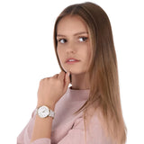 Buy Shop Michael Kors Pyper Quartz Silver Dial White Leather Strap Watch For Women - MK2858 USA Online