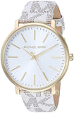 Buy Shop Michael Kors Pyper Quartz Silver Dial White Leather Strap Watch For Women - MK2858 USA Online