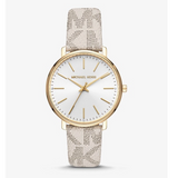 Buy Shop Michael Kors Pyper Quartz Silver Dial White Leather Strap Watch For Women - MK2858 USA Online