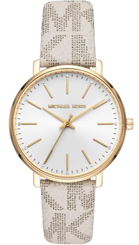 Buy Shop Michael Kors Pyper Quartz Silver Dial White Leather Strap Watch For Women - MK2858 USA Online