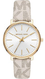 Buy Shop Michael Kors Pyper Quartz Silver Dial White Leather Strap Watch For Women - MK2858 USA Online