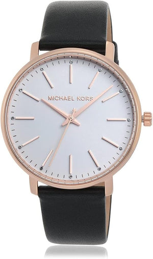 Buy Shop Michael Kors Pyper Quartz White Dial Black Leather Strap Watch For Women - MK2834 USA Online