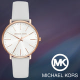 Buy Shop Michael Kors Pyper Quartz White Dial White Leather Strap Watch For Women - MK2800 USA Online