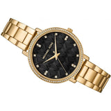 Buy Shop Michael Kors Pyper Three-Hand Black Dial Gold Steel Strap Watch For Women - MK4593 USA Online