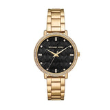 Buy Shop Michael Kors Pyper Three-Hand Black Dial Gold Steel Strap Watch For Women - MK4593 USA Online