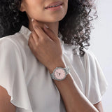 Buy Shop Michael Kors Pyper Three Hand Pink Dial Silver Steel Strap Watch For Women - MK4631 USA Online