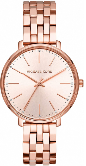 Buy Shop Michael Kors Pyper Three-Hand Rose Gold Dial Rose Gold Steel Strap Watch For Women - MK3897 USA Online
