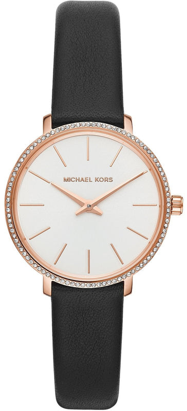 Buy Shop Michael Kors Pyper Three Hand White Dial Black Leather Strap Watch For Women - MK2835 USA Online