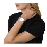 Buy Shop Michael Kors Pyper Three Hand White Dial Gold Steel Strap Watch For Women - MK4666 USA Online