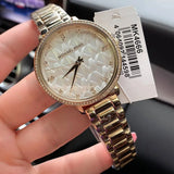 Buy Shop Michael Kors Pyper Three Hand White Dial Gold Steel Strap Watch For Women - MK4666 USA Online