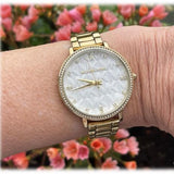 Buy Shop Michael Kors Pyper Three Hand White Dial Gold Steel Strap Watch For Women - MK4666 USA Online