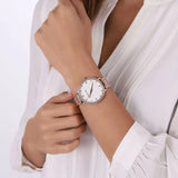 Buy Shop Michael Kors Pyper Three-Hand White Dial Rose Gold Steel Strap Watch For Women - MK4594 USA Online
