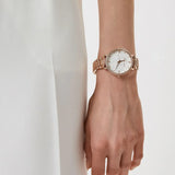 Buy Shop Michael Kors Pyper Three-Hand White Dial Rose Gold Steel Strap Watch For Women - MK4594 USA Online