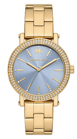 Buy Shop Michael Kors Quartz Blue Dial Gold Steel Strap Watch for Men - MKO1048 USA Online