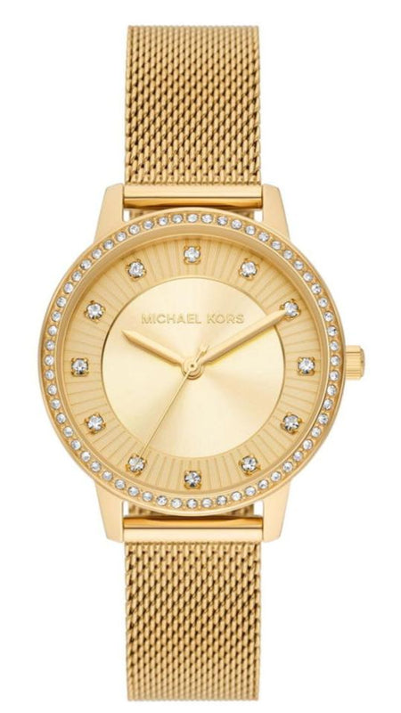 Buy Shop Michael Kors Quartz Crystals Gold Dial Gold Mesh Strap Watch for Women - MKO1011 USA Online