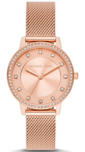 Buy Shop Michael Kors Quartz Crystals Rose Gold Dial Rose Gold Mesh Strap Watch for Women - MKO1012 USA Online