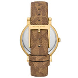 Buy Shop Michael Kors Quartz Gold Dial Brown Leather Strap Watch For Women - MKO1026 USA Online