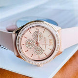 Buy Shop Michael Kors Quartz Pink Dial Pink Silicone Strap Watch For Women - MK6946 USA Online