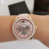 Buy Shop Michael Kors Quartz Pink Dial Pink Silicone Strap Watch For Women - MK6946 USA Online