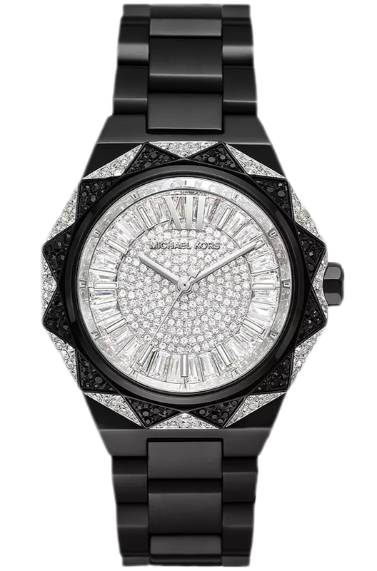 Buy Shop Michael Kors Raquel Three Hand Silver Dial Black Steel Strap Watch For Women - MK4692 USA Online