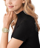 Buy Shop Michael Kors Raquel Three Hand Crystals Gold Dial Gold Steel Strap Watch For Women - MK7398 USA Online