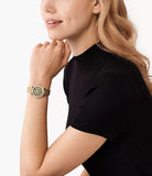 Buy Shop Michael Kors Raquel Three Hand Crystals Gold Dial Gold Steel Strap Watch For Women - MK7398 USA Online
