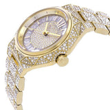 Buy Shop Michael Kors Raquel Three Hand Crystals Gold Dial Gold Steel Strap Watch For Women - MK7398 USA Online