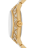 Buy Shop Michael Kors Raquel Three Hand Crystals Gold Dial Gold Steel Strap Watch For Women - MK7398 USA Online