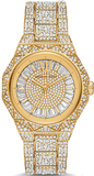Buy Shop Michael Kors Raquel Three Hand Crystals Gold Dial Gold Steel Strap Watch For Women - MK7398 USA Online
