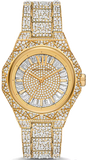 Buy Shop Michael Kors Raquel Three Hand Crystals Gold Dial Gold Steel Strap Watch For Women - MK7398 USA Online