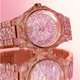 Buy Shop Michael Kors Raquel Three-Hand Crystals Pink Dial Rose Gold Steel Strap Watch For Women - MK7343 USA Online