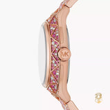 Buy Shop Michael Kors Raquel Three-Hand Crystals Pink Dial Rose Gold Steel Strap Watch For Women - MK7343 USA Online