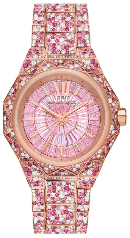 Buy Shop Michael Kors Raquel Three-Hand Crystals Pink Dial Rose Gold Steel Strap Watch For Women - MK7343 USA Online