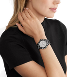 Buy Shop Michael Kors Raquel Three Hand Silver Dial Black Steel Strap Watch For Women - MK4692 USA Online