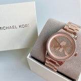 Buy Shop Michael Kors Ritz Analog Crystals Silver Dial Rose Gold Steel Strap Watch for Women - MK6863 USA Online