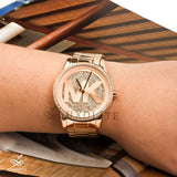 Buy Shop Michael Kors Ritz Analog Crystals Silver Dial Rose Gold Steel Strap Watch for Women - MK6863 USA Online
