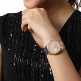 Buy Shop Michael Kors Ritz Analog Crystals Silver Dial Rose Gold Steel Strap Watch for Women - MK6863 USA Online