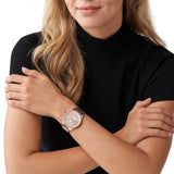 Buy Shop Michael Kors Ritz Analog Crystals Silver Dial Rose Gold Steel Strap Watch for Women - MK6863 USA Online