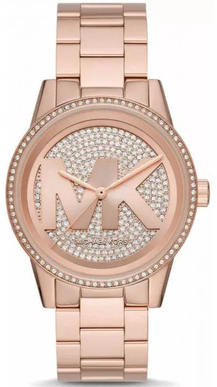 Buy Shop Michael Kors Ritz Analog Crystals Silver Dial Rose Gold Steel Strap Watch for Women - MK6863 USA Online
