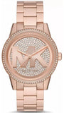 Buy Shop Michael Kors Ritz Analog Crystals Silver Dial Rose Gold Steel Strap Watch for Women - MK6863 USA Online