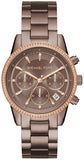 Buy Shop Michael Kors Ritz Chronograph Brown Dial Brown Steel Strap Watch For Women - MK6529 USA Online