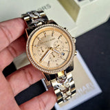 Buy Shop Michael Kors Ritz Chronograph Gold Dial Gold Steel Strap Watch For Women - MK6937 USA Online