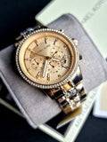 Buy Shop Michael Kors Ritz Chronograph Gold Dial Gold Steel Strap Watch For Women - MK6937 USA Online