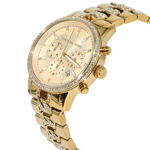 Buy Shop Michael Kors Ritz Chronograph Gold Dial Gold Steel Strap Watch For Women - MK6937 USA Online