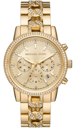 Buy Shop Michael Kors Ritz Chronograph Gold Dial Gold Steel Strap Watch For Women - MK6937 USA Online